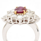 1.92 Carat Oval Ruby & Diamond Cluster White Gold Ring