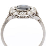 Vintage Oval Sapphire & Diamond Platinum Cluster Ring