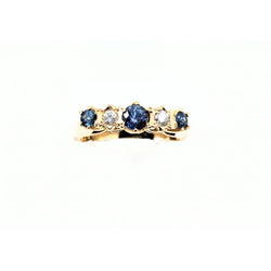 18kt Vintage Style Diamond and Sapphire Eternity Ring