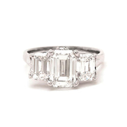 2.06 Carat Emerald Cut Diamond Ring with Sidestones