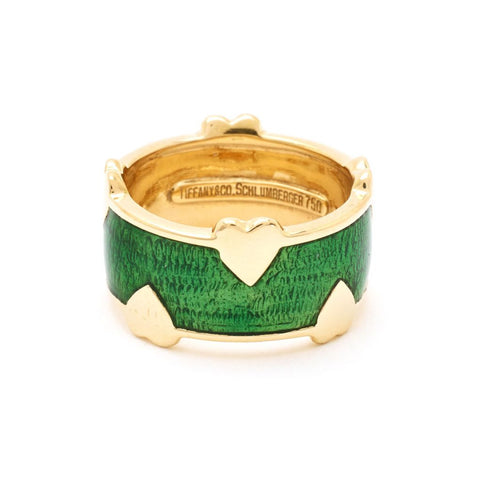 Tiffany & Co. Jean Schlumberger Enamel and Gold Hearts Ring