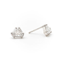 2.10 Total Carat Trapezoid Cut Diamond Stud Earrings