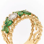 Marquise Cut Tsavorite and Diamond Yellow Gold Ring