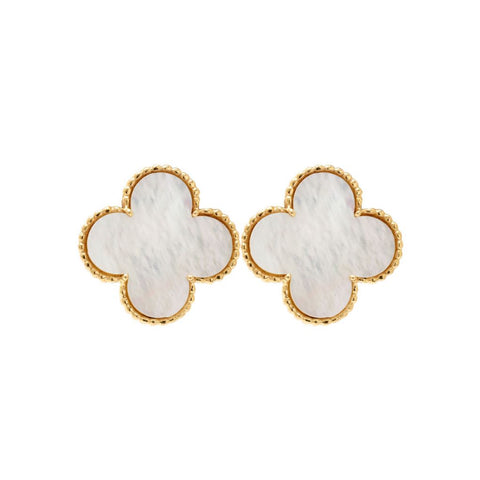 Van Cleef & Arpels Vintage Large Alhambra Mother of Pearl Earclips/ Earrings