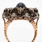Victorian Sapphire & Diamond Pink Gold and Silver Ring