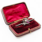 Vintage Rose-Cut & Mine-Cut Diamond & Ruby Butterfly Brooch