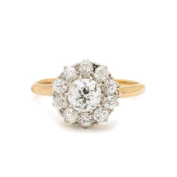 Victorian Old-European Cut Diamond Cluster Gold Ring