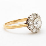 Victorian Old-European Cut Diamond Cluster Gold Ring