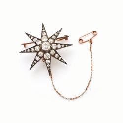 Victorian Old Mine Cut Diamond Starburst Pin Pendant