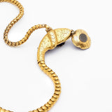Victorian Blue Enamel & Diamond Yellow Gold Snake Necklace