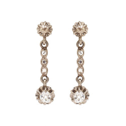 Vintage Art Deco Old Mine Cut Diamond Drop Earrings