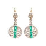 Vintage Old-Rose Cut Diamond & Green Emerald Earrings