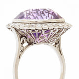 Vintage Edwardian 35.00 Carat Amethyst & Diamond Ring