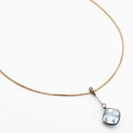 Edwardian Aquamarine & Diamond Rose Gold & Silver Necklace