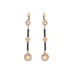 Vintage Edwardian Diamond and Sapphire Drop Earrings