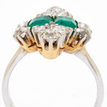 Vintage Edwardian Green Emerald & Diamond Platinum Ring