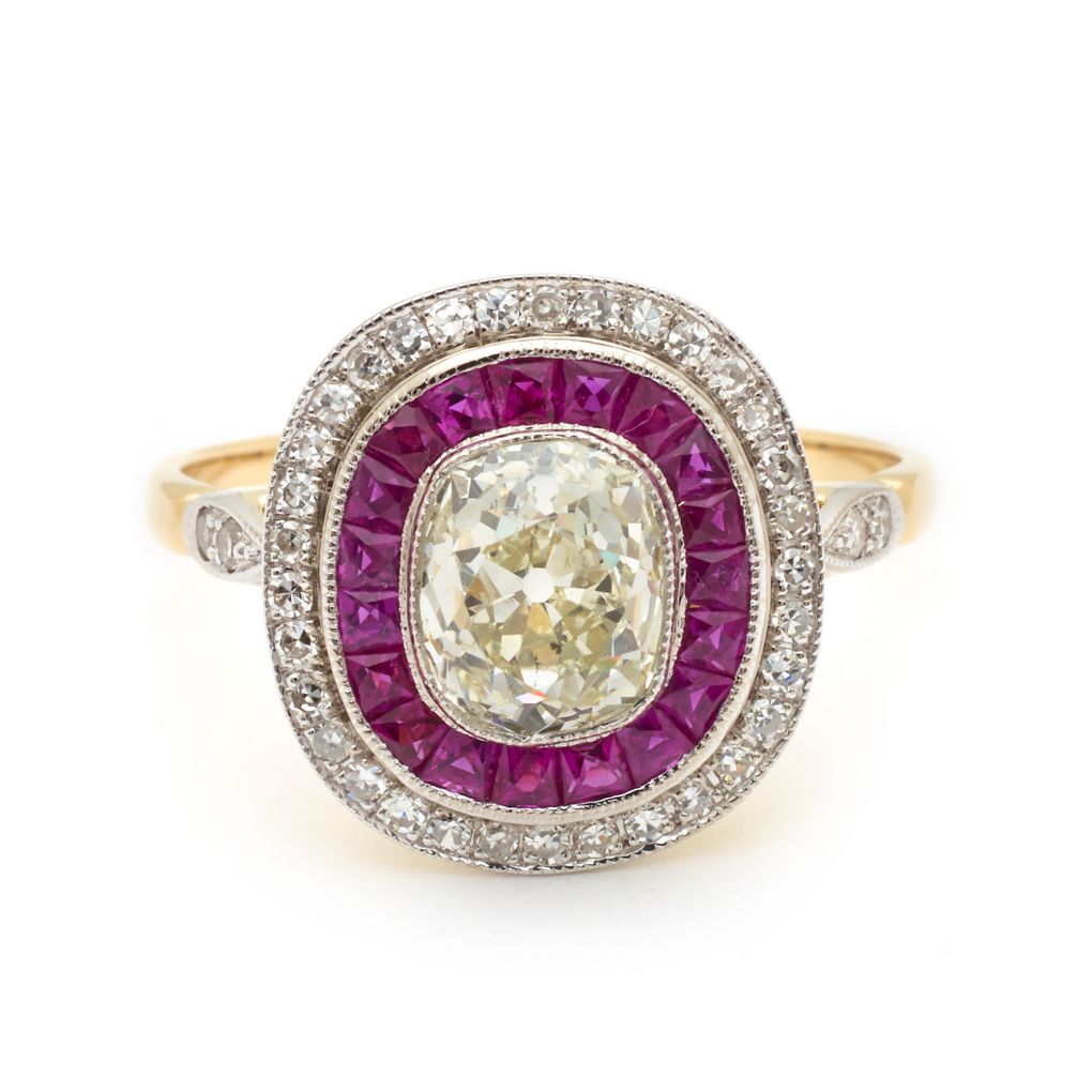Vintage Edwardian Old-Mine Cut Diamond Ruby Ring – Van Rijk