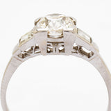 Vintage 1.65 Carat Old-Mine Cut & Baguette Cut Diamond Ring