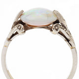 Elegant Ladies Vintage Opal and Platinum Ring, circa 1910