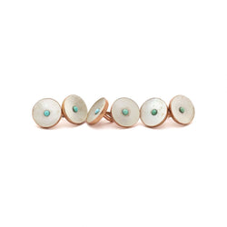 Vintage Mother of Pearl & Turquoise Rose Gold Buttons Set