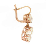 Victorian European Cut Diamond Rose Gold Drop Earrings