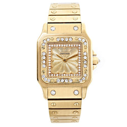 Cartier Santos 18 Karat Yellow Gold & Diamond Set Watch