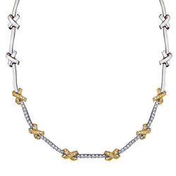 Ladies 18kt White and Yellow Gold Diamond Choker Necklace. 2.90ct Tw