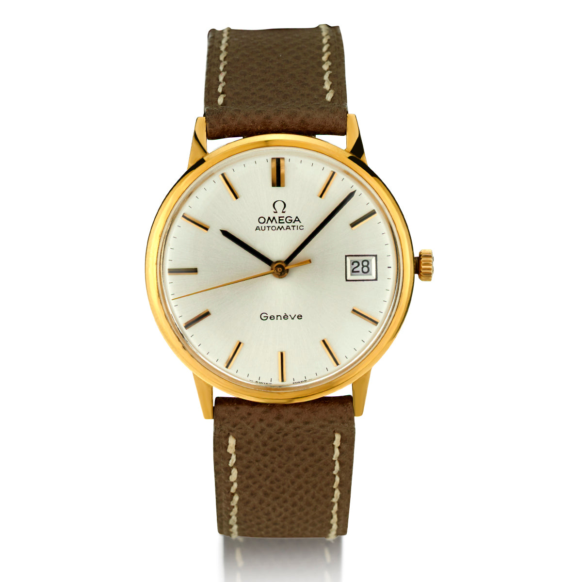 Vintage Omega Mens 18kt Yellow Gold Wristwatch. Date. Automatic