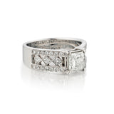 Ladies 14kt White Gold Diamond Ring. Princess Cut 1.00 Carat Weight.