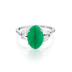 Platinum Jade and Diamond Ring.