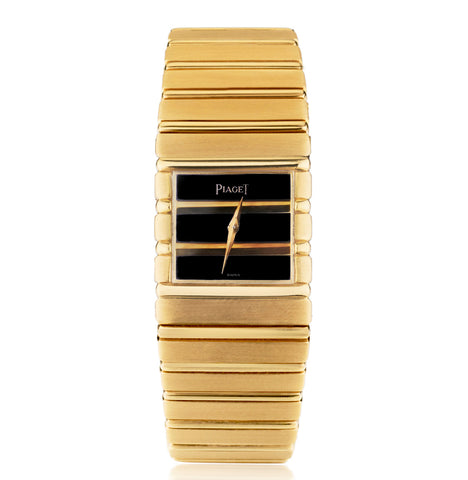 18kt Yellow Gold Piaget Polo Black Onyx  Bar Dial. Ref: 7131C701.
