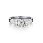 14kt White Gold 3-Stone Ring. 3 x 1.00ct Tw Oval Cut Diamonds