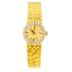 18kt Vintage Yellow Gold and Diamond Omega Wristwatch