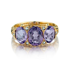 Vintage 18kt Yellow Gold Amethyst and Diamond Ring.