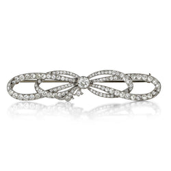 Vintage Victorian Platinum Diamond Bow Brooch. 4.00ct Tw