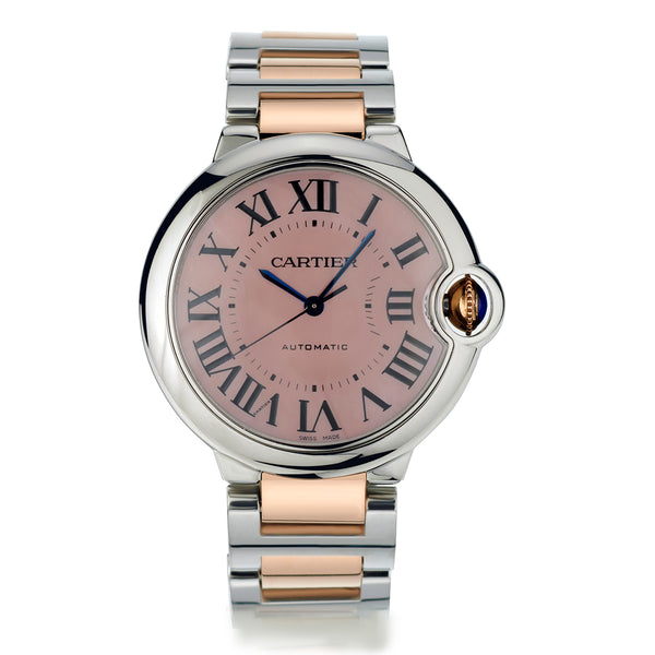 Cartier Ballon Bleu in Steel and 18kt Rose Gold. Mother of Pearl