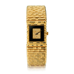 Ladies Piaget 18kt Yellow Gold Square Onyx and Diamond Dress watch
