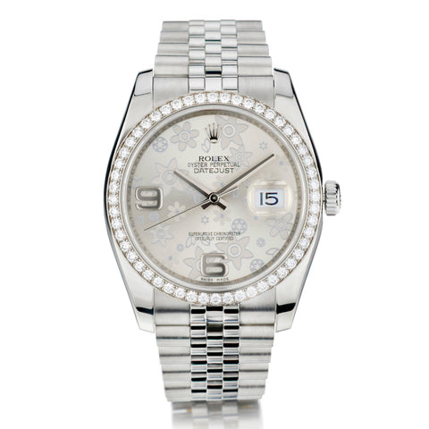 Rolex Datejust 36mm in Stainless Steel. Diamond Bezel. Ref: 116244