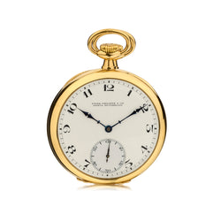 Patek Philippe 18kt Yellow Gold Open Face Porcelain Dial Pocket Watch. Circa 1919
