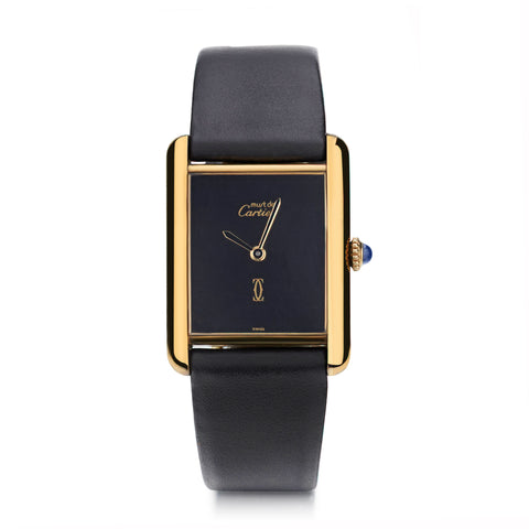 Cartier Le Must Classic Tank with Black Dial. Mechanical. Circa 1970's.