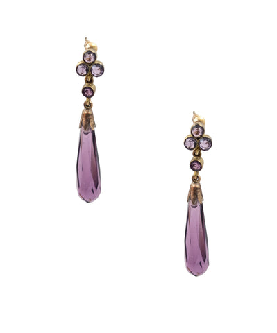 Vintage Amethyst Drop / Pendant Earrings with Screw Backing
