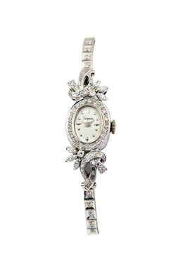 Vintage 14kt White Gold  Ladies Diamond Dress Watch