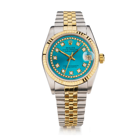 Rolex Datejust 2-Tone with Custom Diamond Dial and Bezel. 31mm. Ref: 68273