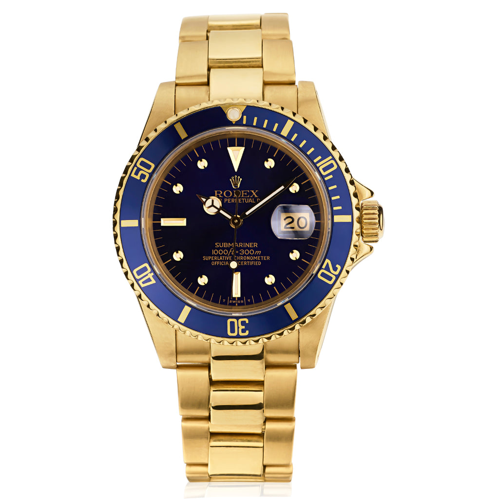Rolex Submariner 18kt Yellow Blue Nipple Tropical Ref