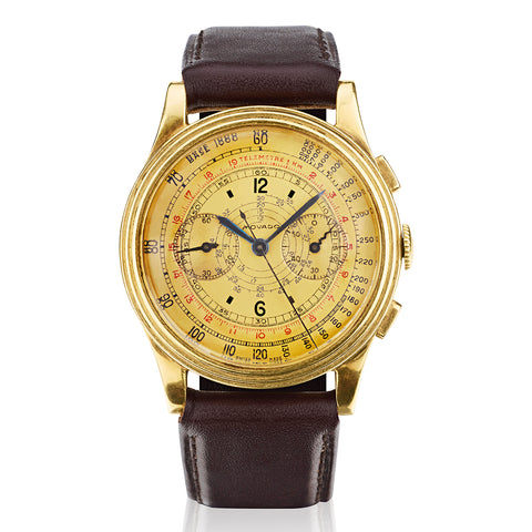 Rare!!! 14kt Yellow Gold Movado 2 Register Chronograph.