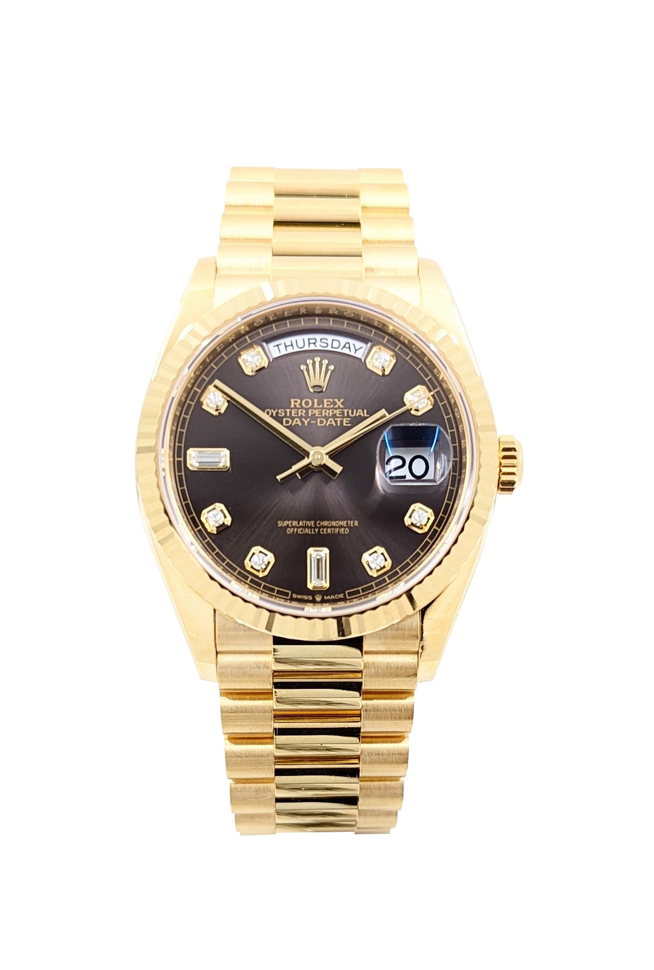Rolex Oyster Perpetual Yellow Gold Diamond Day-Date President Watch Year 2023