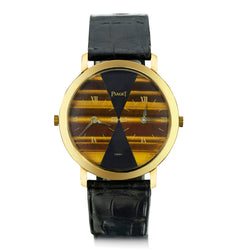 Rare Piaget Dual Timezone Tiger Eye Wristwatch in 18kt Yellow Gold
