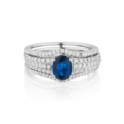 Ladies 18kt White Gold Blue sapphire and Diamond Ring. 2 in 1
