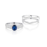 Ladies 18kt White Gold Blue sapphire and Diamond Ring. 2 in 1