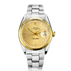 Rolex Vintage Date in Stainless Steel with Yellow Gold Fluted Bezel. Ref: 1501